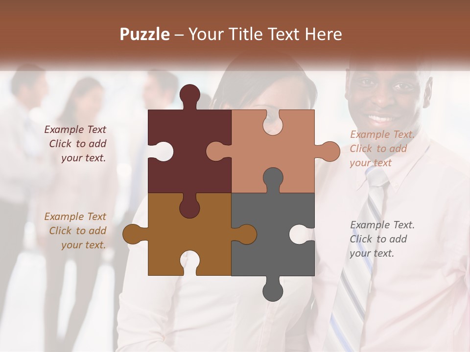 A Man And A Woman Standing Together In Front Of A Group Of People PowerPoint Template