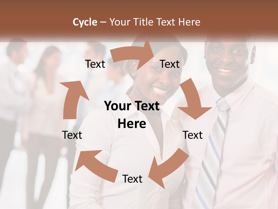 A Man And A Woman Standing Together In Front Of A Group Of People PowerPoint Template