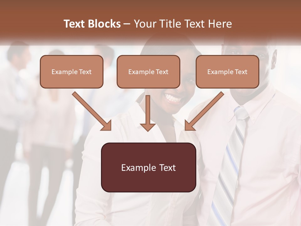 A Man And A Woman Standing Together In Front Of A Group Of People PowerPoint Template