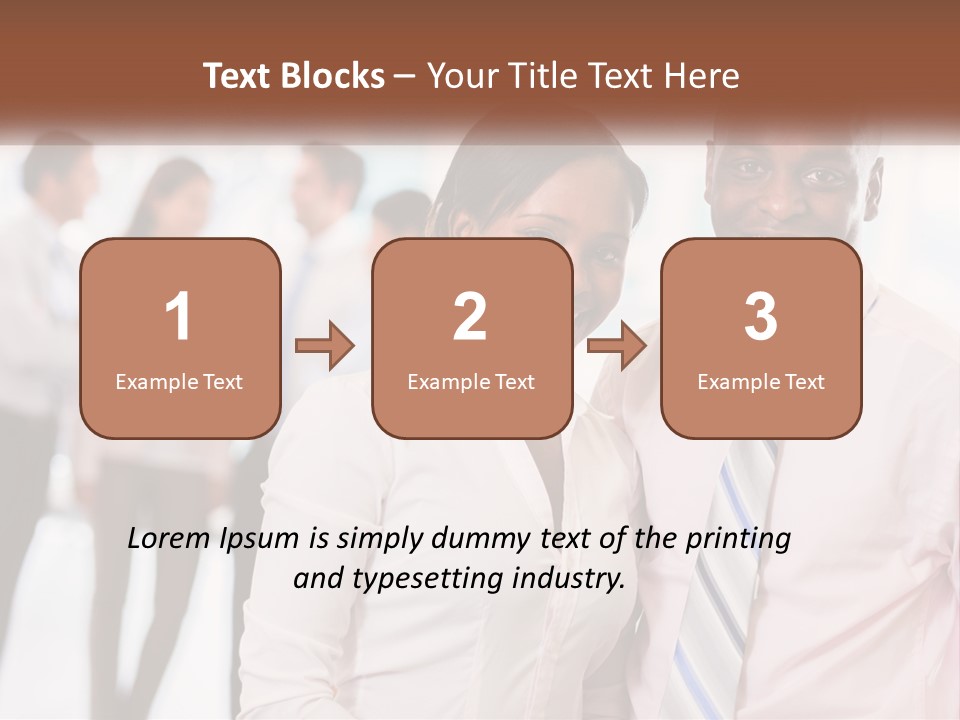 A Man And A Woman Standing Together In Front Of A Group Of People PowerPoint Template