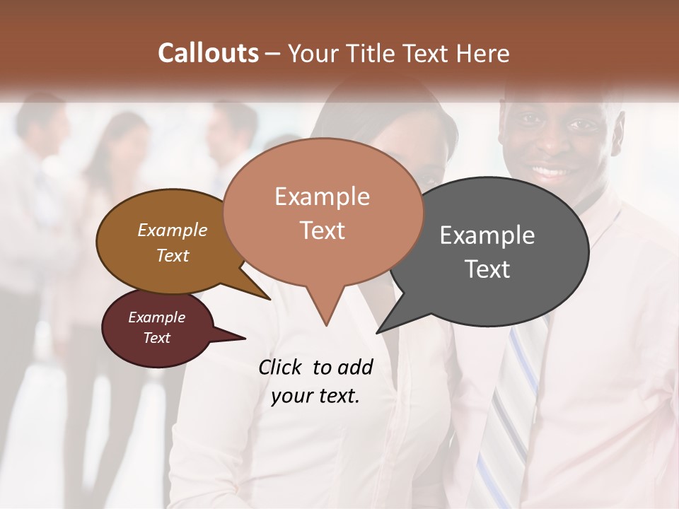 A Man And A Woman Standing Together In Front Of A Group Of People PowerPoint Template