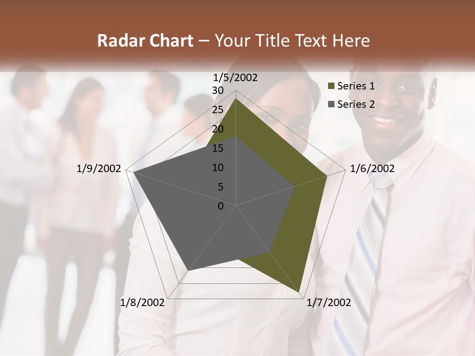 A Man And A Woman Standing Together In Front Of A Group Of People PowerPoint Template