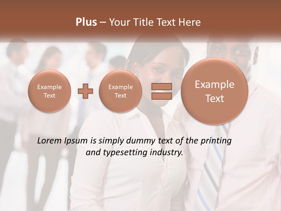 A Man And A Woman Standing Together In Front Of A Group Of People PowerPoint Template