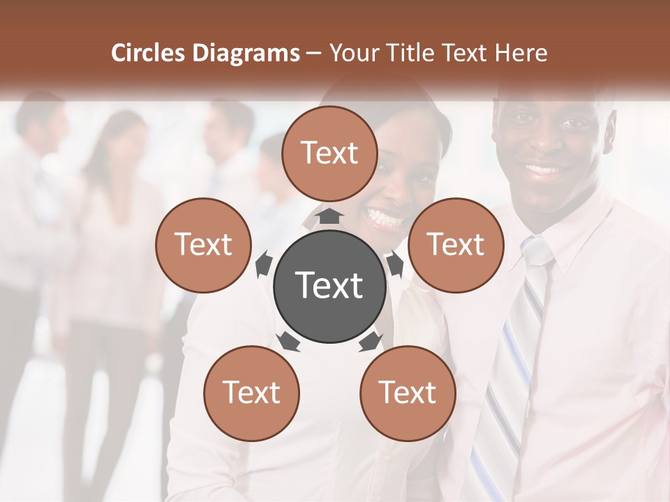 A Man And A Woman Standing Together In Front Of A Group Of People PowerPoint Template