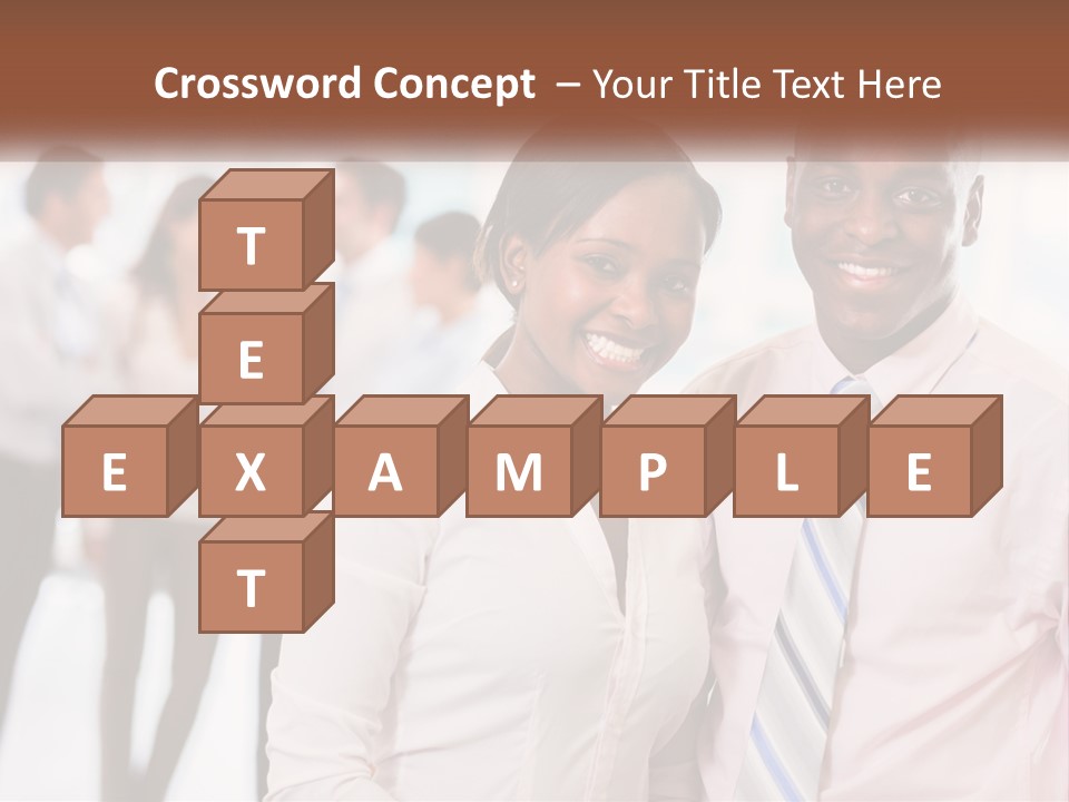 A Man And A Woman Standing Together In Front Of A Group Of People PowerPoint Template