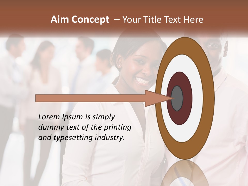 A Man And A Woman Standing Together In Front Of A Group Of People PowerPoint Template