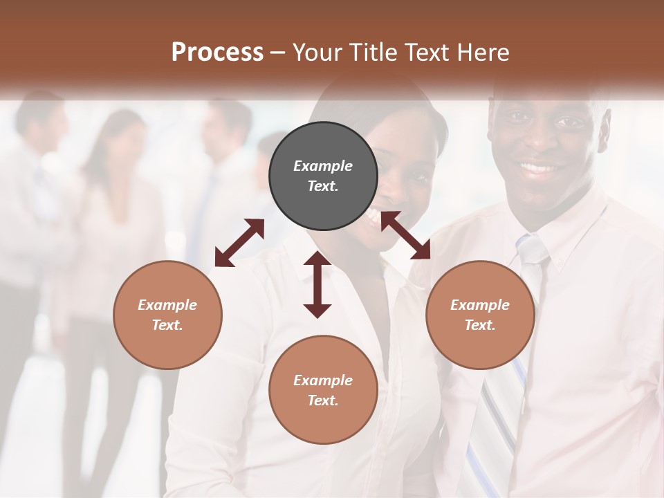 A Man And A Woman Standing Together In Front Of A Group Of People PowerPoint Template