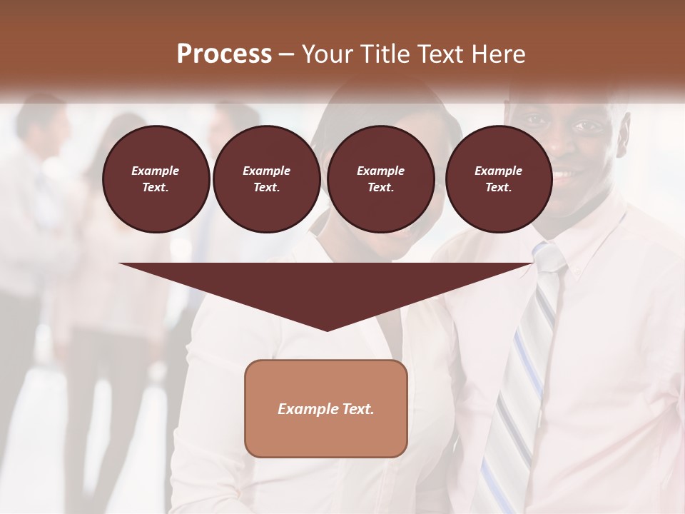 A Man And A Woman Standing Together In Front Of A Group Of People PowerPoint Template