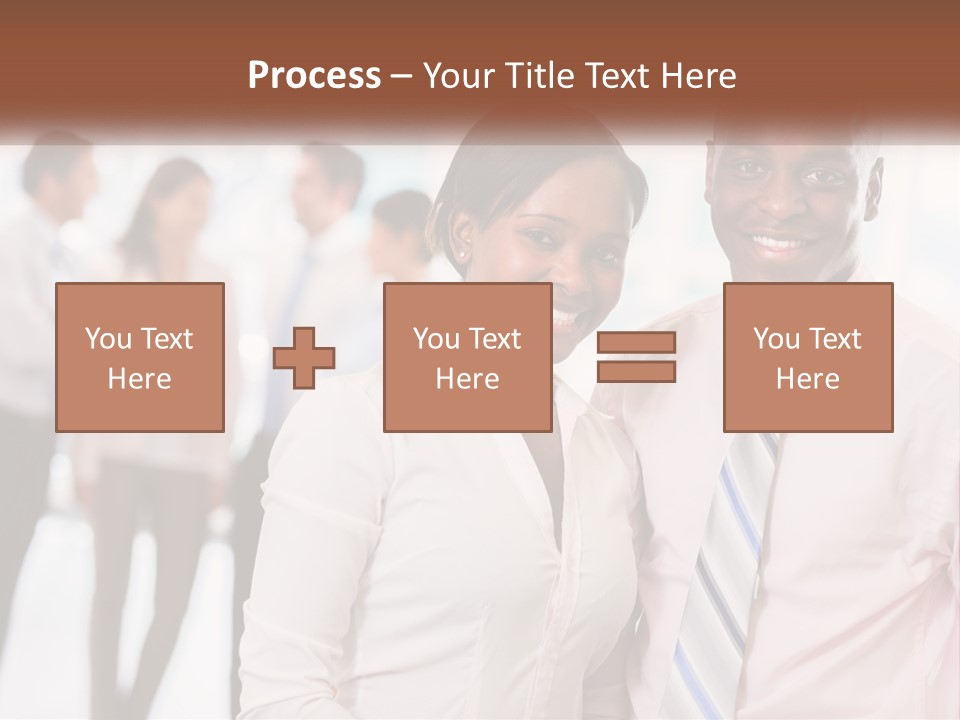 A Man And A Woman Standing Together In Front Of A Group Of People PowerPoint Template