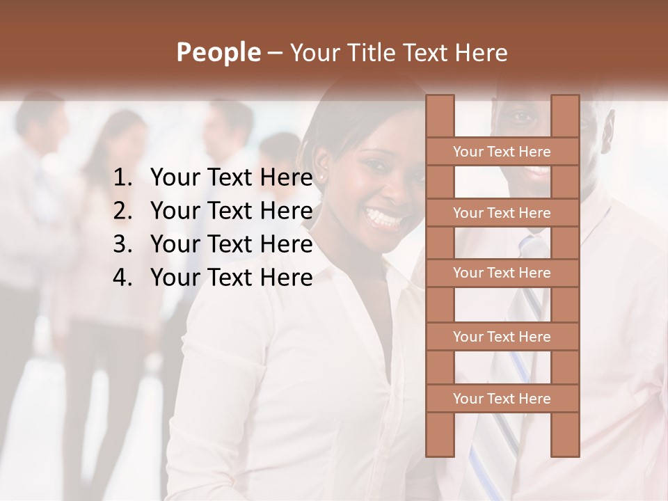 A Man And A Woman Standing Together In Front Of A Group Of People PowerPoint Template