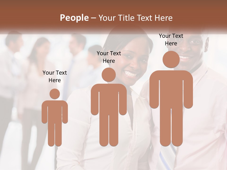 A Man And A Woman Standing Together In Front Of A Group Of People PowerPoint Template