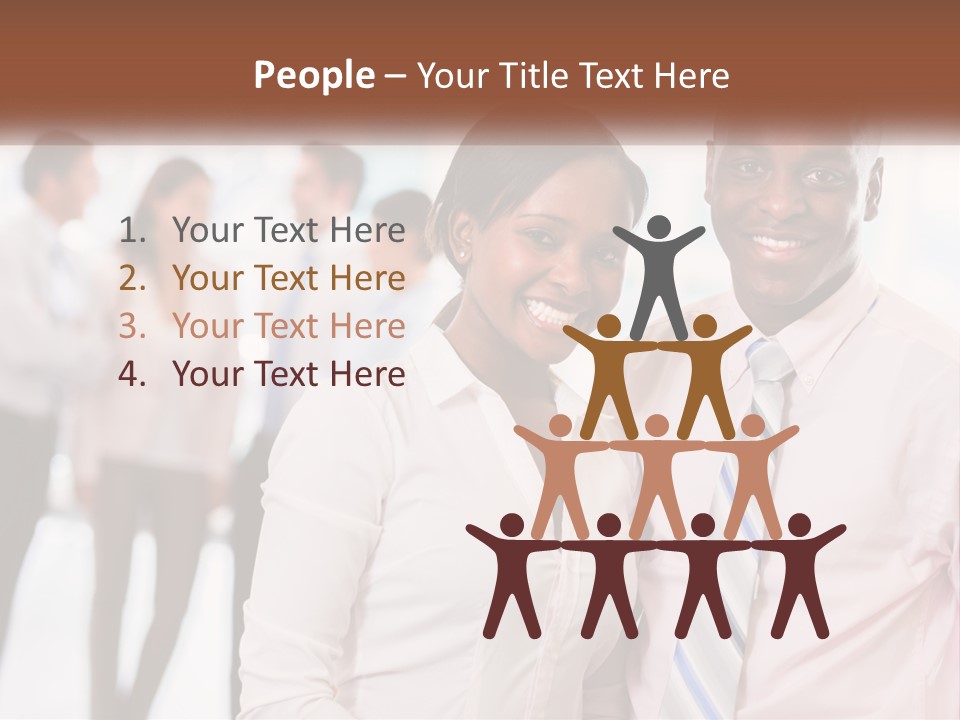 A Man And A Woman Standing Together In Front Of A Group Of People PowerPoint Template