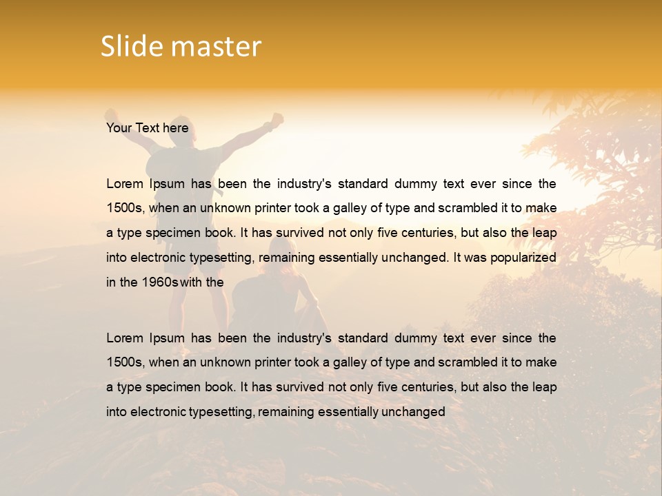 A Man And A Woman Sitting On Top Of A Mountain PowerPoint Template