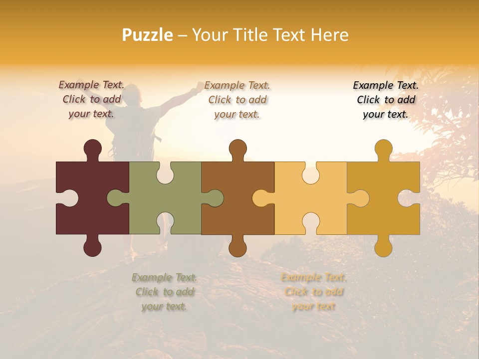 A Man And A Woman Sitting On Top Of A Mountain PowerPoint Template