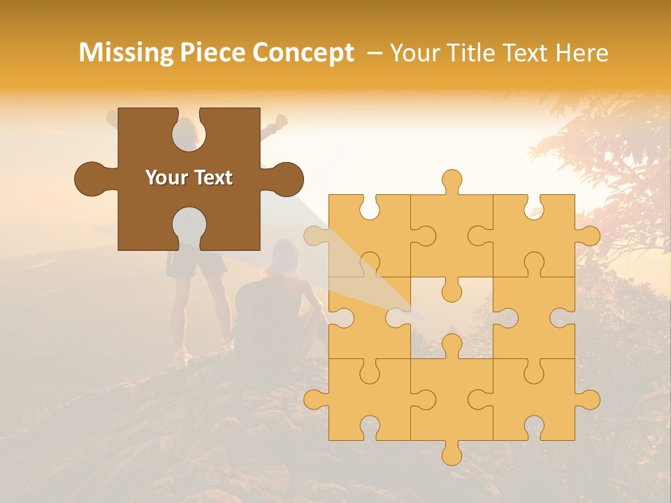 A Man And A Woman Sitting On Top Of A Mountain PowerPoint Template