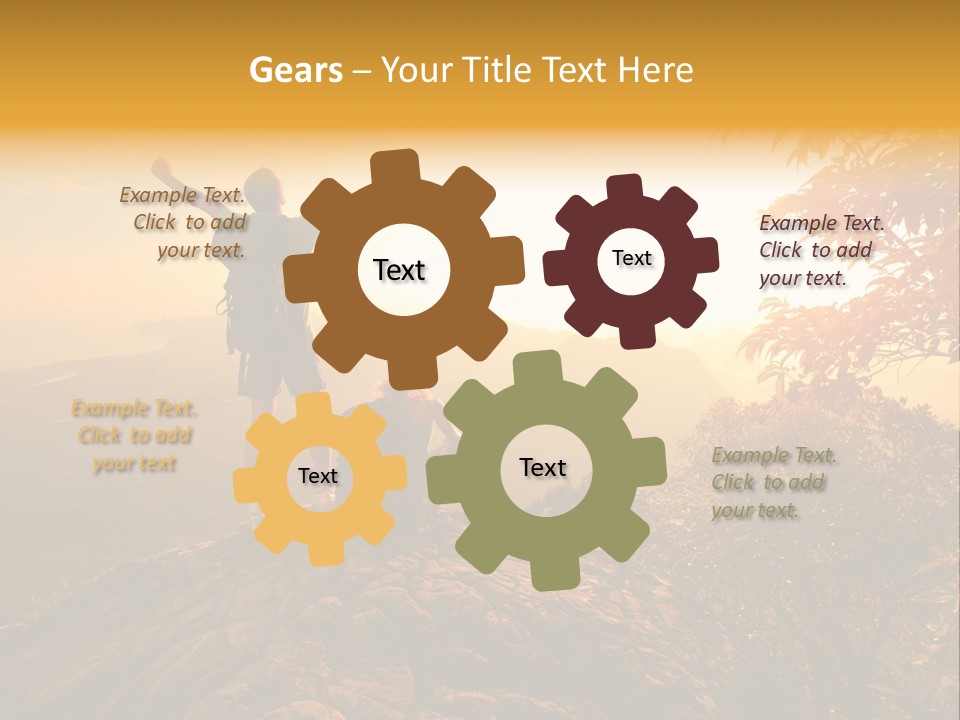 A Man And A Woman Sitting On Top Of A Mountain PowerPoint Template