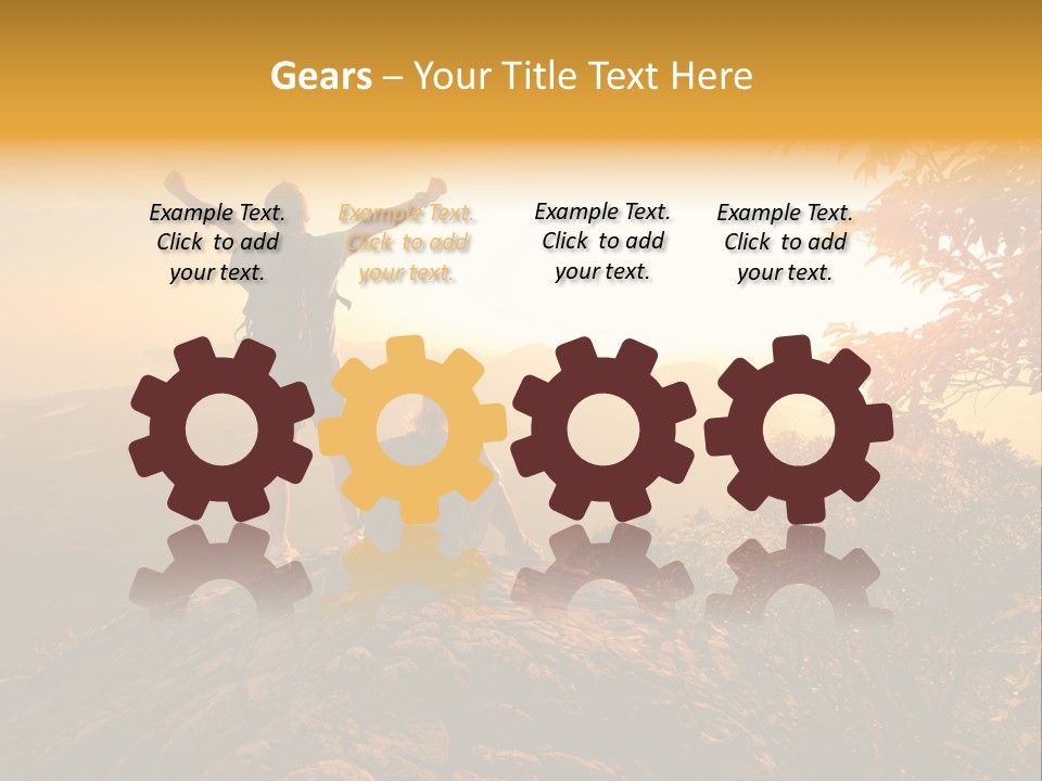 A Man And A Woman Sitting On Top Of A Mountain PowerPoint Template