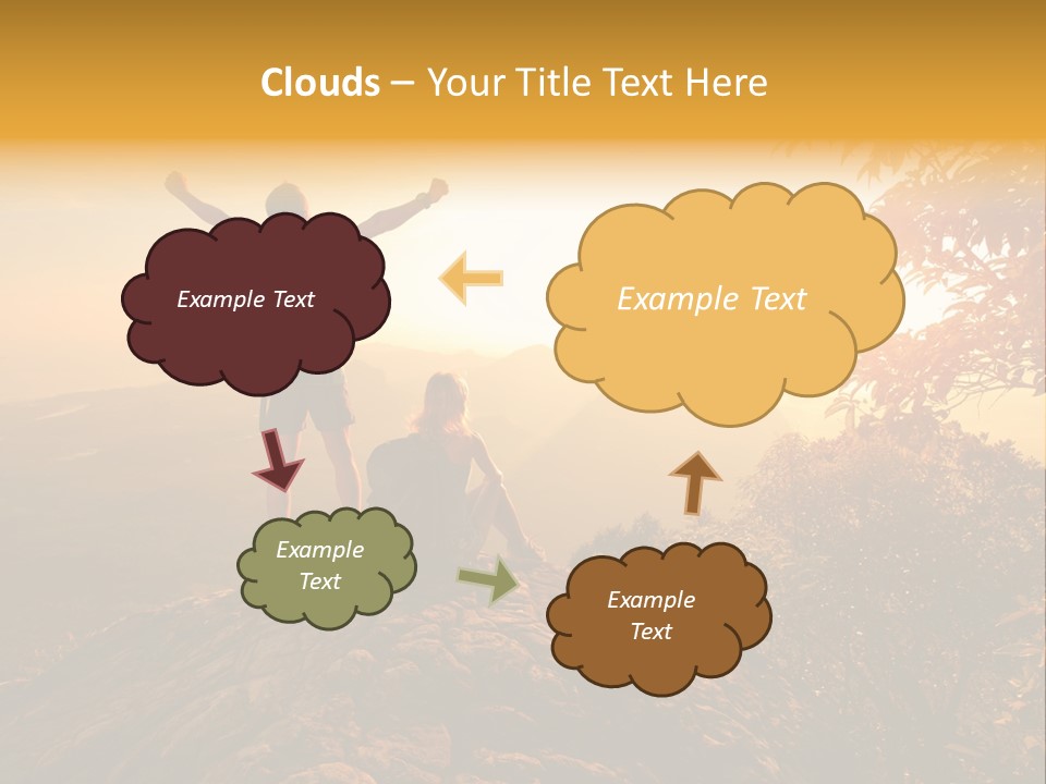 A Man And A Woman Sitting On Top Of A Mountain PowerPoint Template