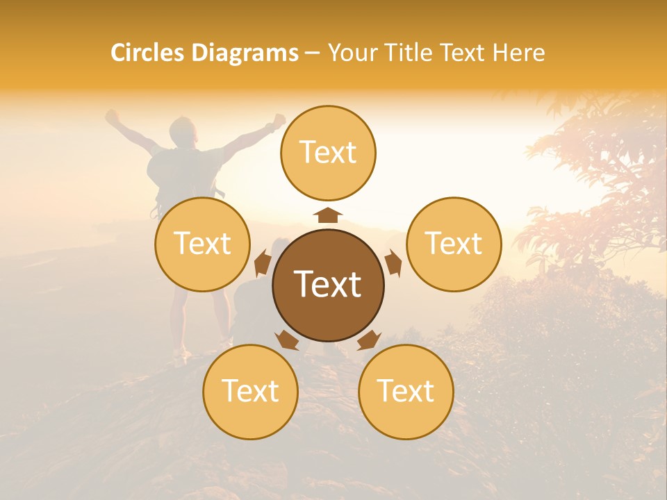 A Man And A Woman Sitting On Top Of A Mountain PowerPoint Template