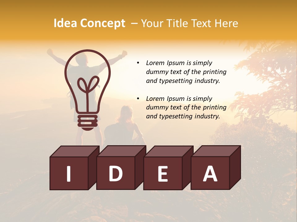 A Man And A Woman Sitting On Top Of A Mountain PowerPoint Template