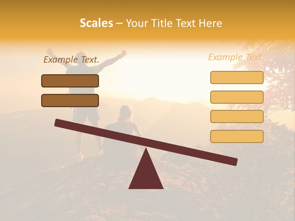 A Man And A Woman Sitting On Top Of A Mountain PowerPoint Template