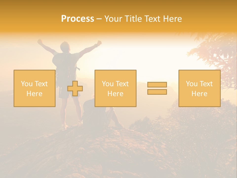 A Man And A Woman Sitting On Top Of A Mountain PowerPoint Template