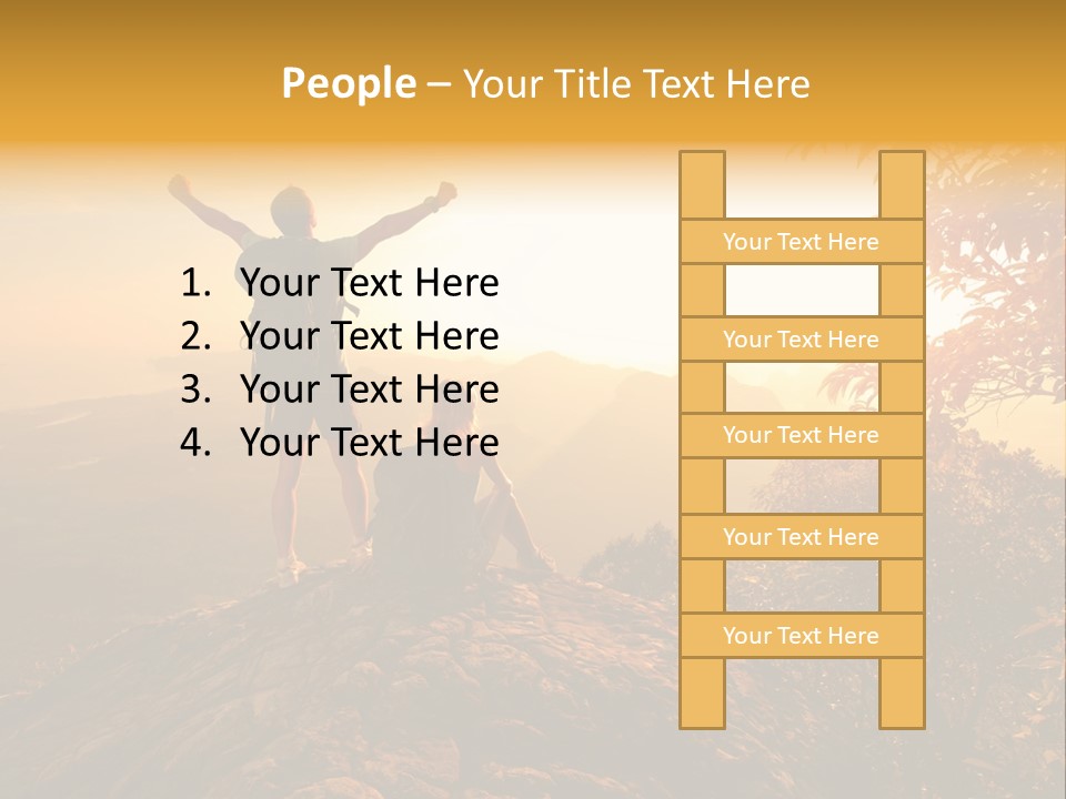 A Man And A Woman Sitting On Top Of A Mountain PowerPoint Template