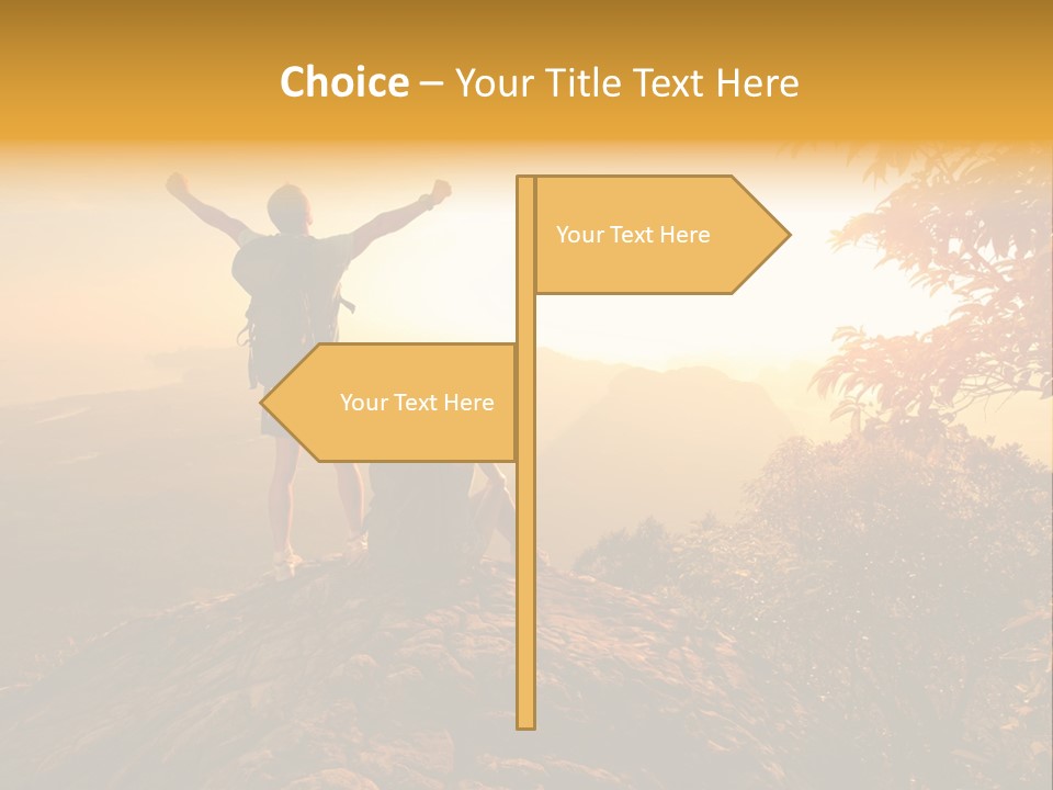 A Man And A Woman Sitting On Top Of A Mountain PowerPoint Template