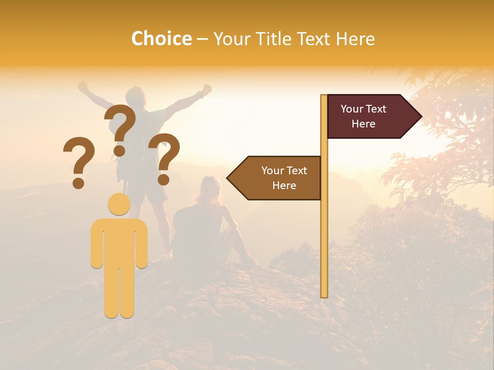 A Man And A Woman Sitting On Top Of A Mountain PowerPoint Template