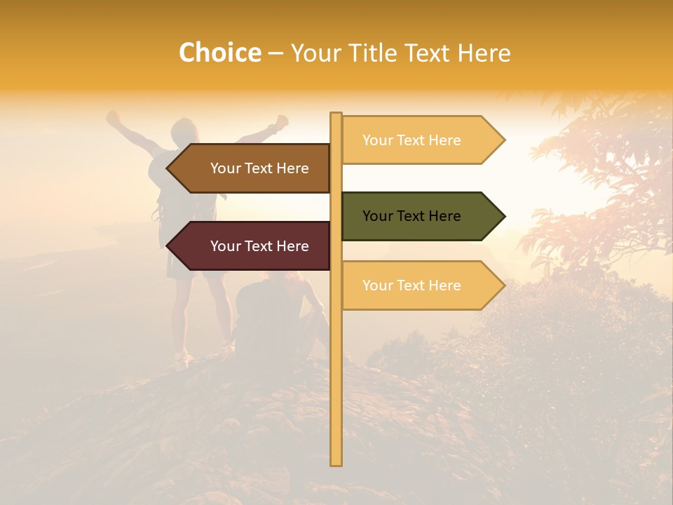 A Man And A Woman Sitting On Top Of A Mountain PowerPoint Template