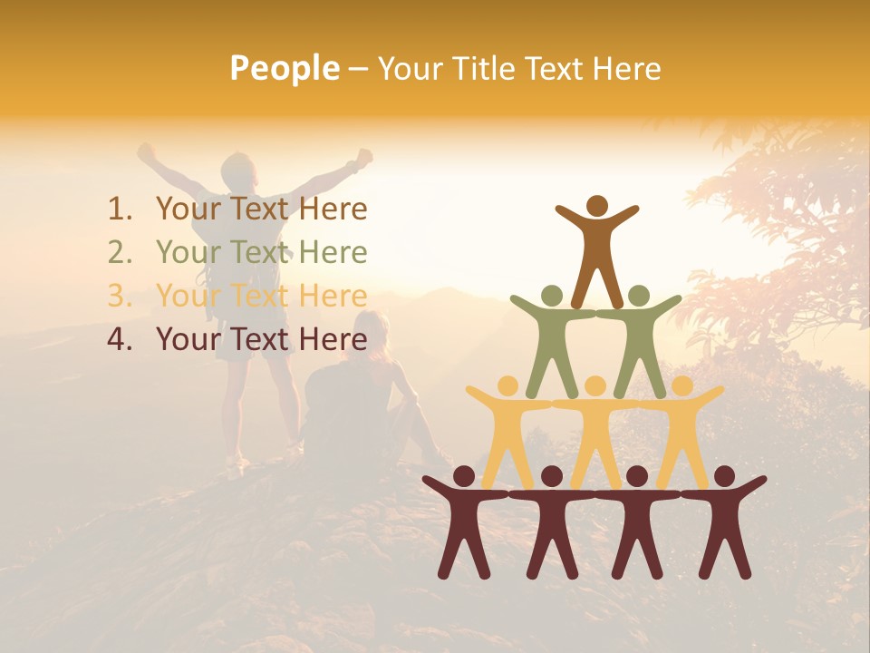 A Man And A Woman Sitting On Top Of A Mountain PowerPoint Template