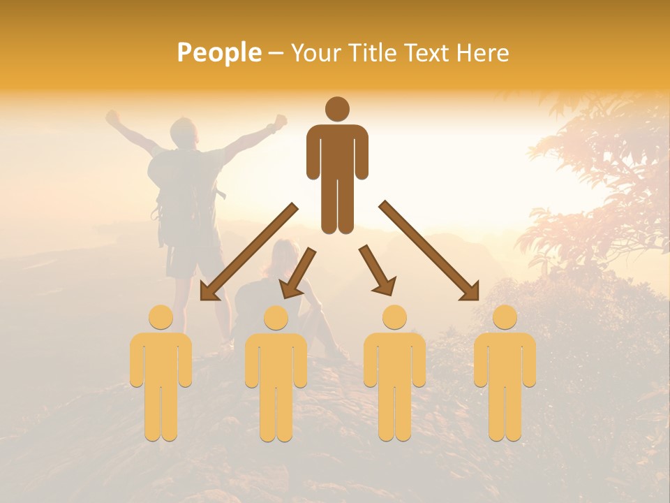 A Man And A Woman Sitting On Top Of A Mountain PowerPoint Template