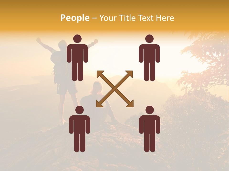 A Man And A Woman Sitting On Top Of A Mountain PowerPoint Template