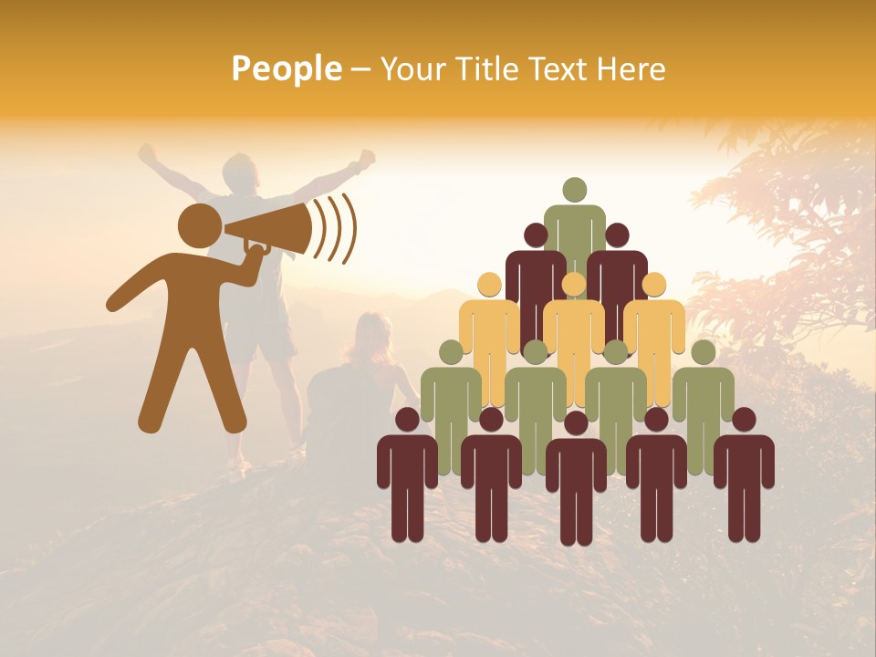 A Man And A Woman Sitting On Top Of A Mountain PowerPoint Template