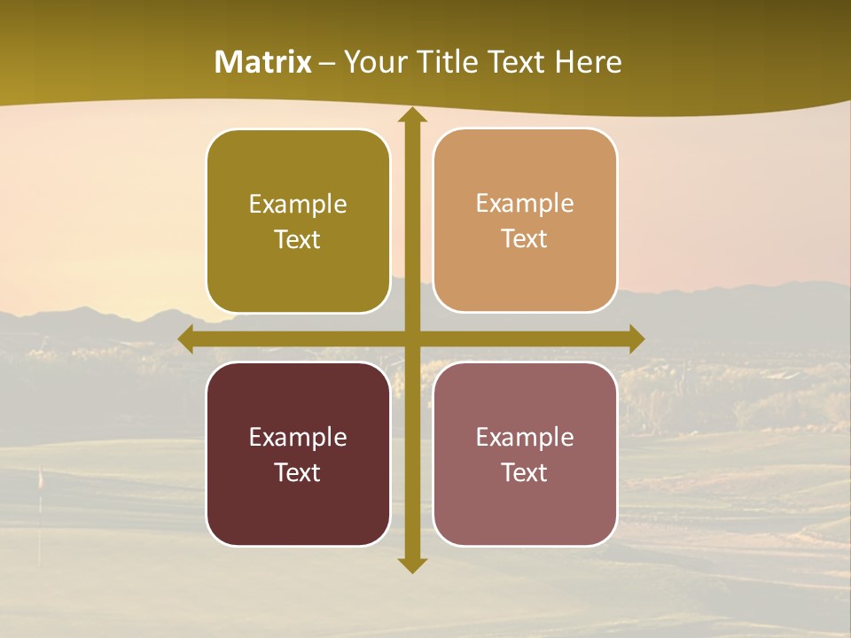 A Golf Course With A Sunset In The Background PowerPoint Template