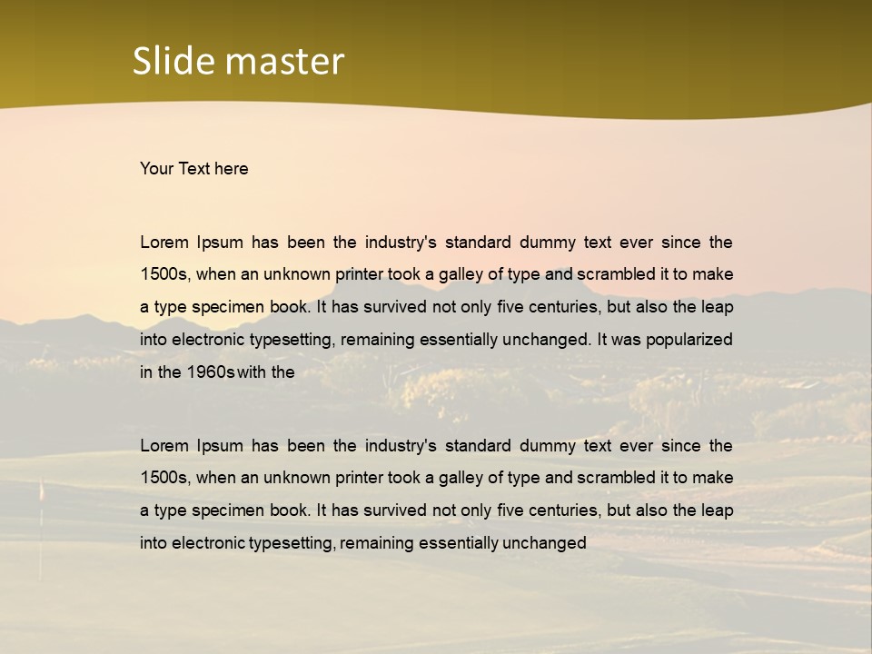 A Golf Course With A Sunset In The Background PowerPoint Template