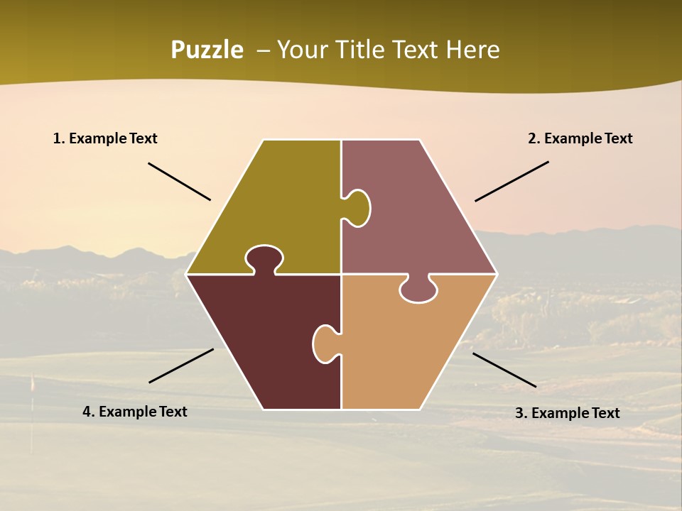 A Golf Course With A Sunset In The Background PowerPoint Template