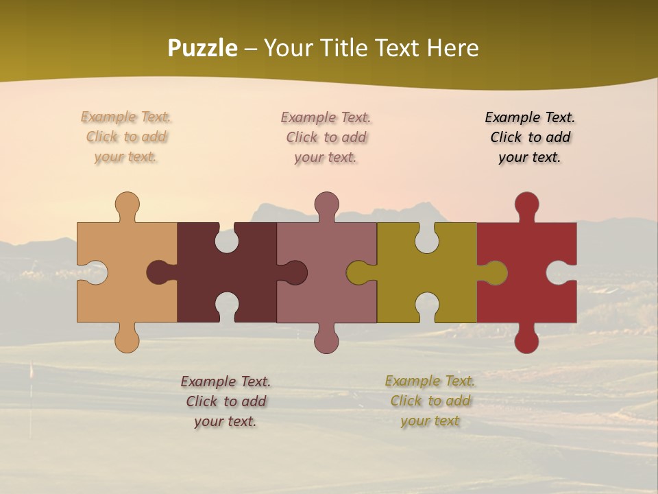 A Golf Course With A Sunset In The Background PowerPoint Template