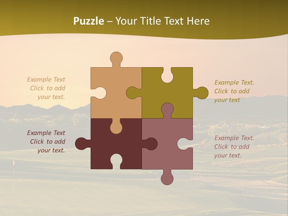 A Golf Course With A Sunset In The Background PowerPoint Template