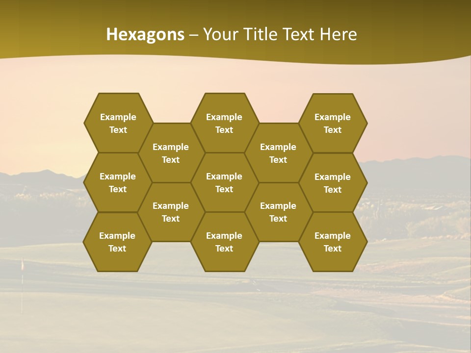 A Golf Course With A Sunset In The Background PowerPoint Template