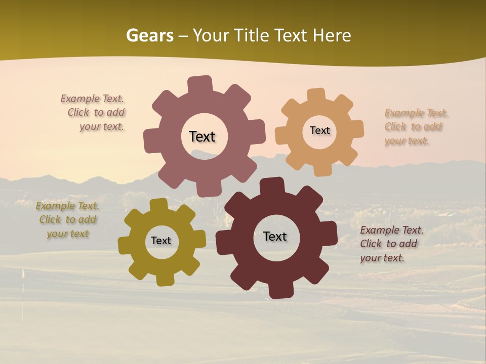 A Golf Course With A Sunset In The Background PowerPoint Template