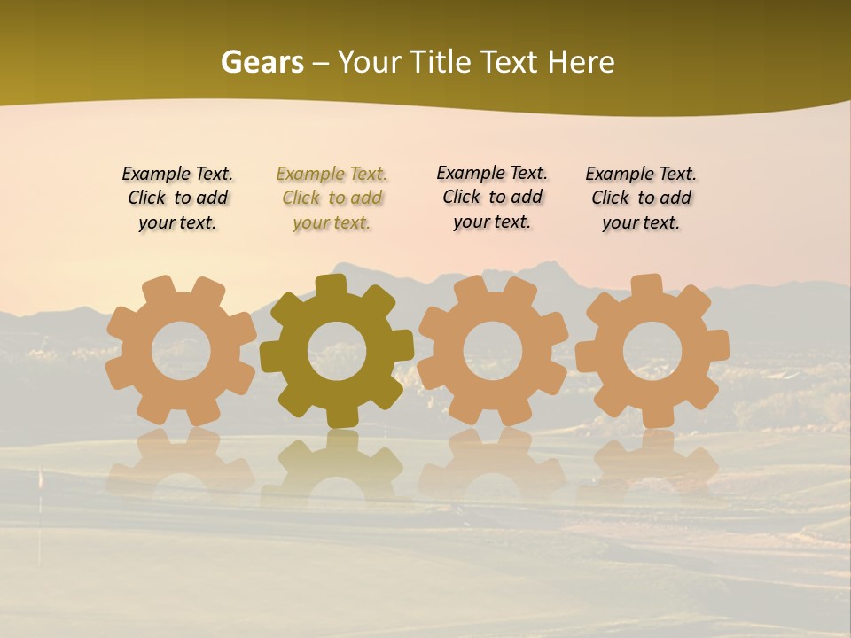 A Golf Course With A Sunset In The Background PowerPoint Template