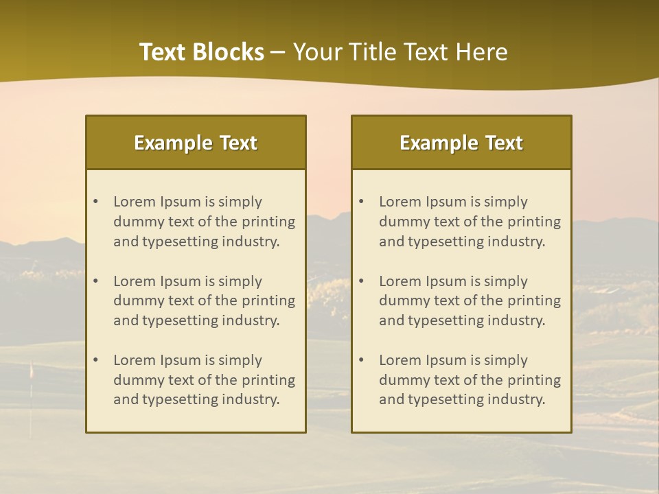 A Golf Course With A Sunset In The Background PowerPoint Template