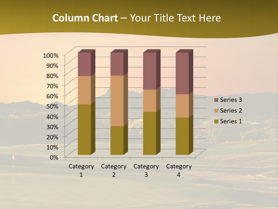 A Golf Course With A Sunset In The Background PowerPoint Template