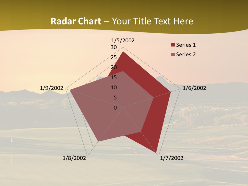 A Golf Course With A Sunset In The Background PowerPoint Template