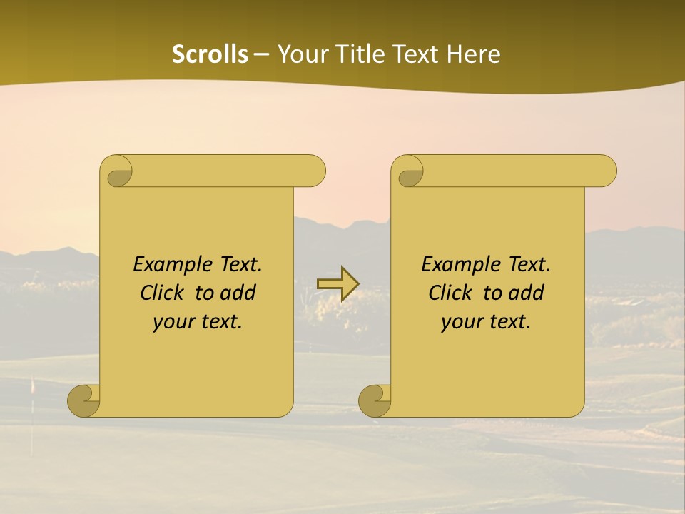 A Golf Course With A Sunset In The Background PowerPoint Template