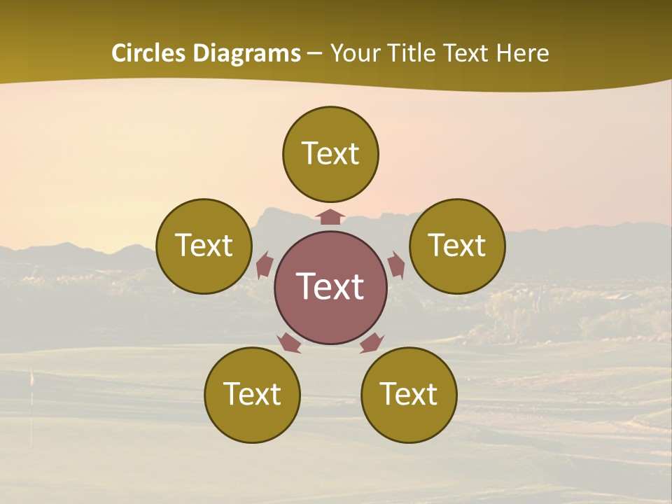 A Golf Course With A Sunset In The Background PowerPoint Template