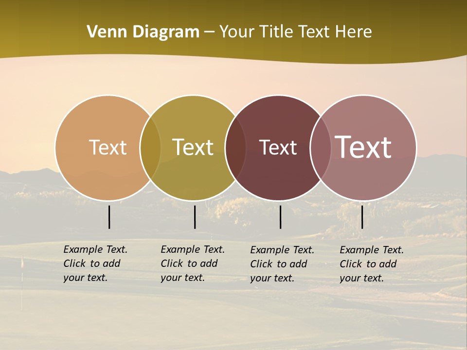 A Golf Course With A Sunset In The Background PowerPoint Template