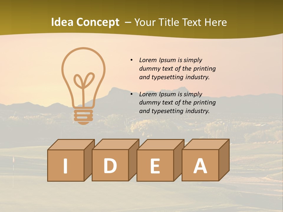 A Golf Course With A Sunset In The Background PowerPoint Template