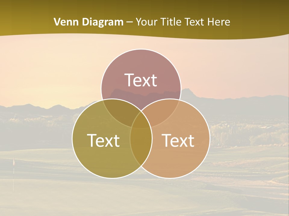 A Golf Course With A Sunset In The Background PowerPoint Template